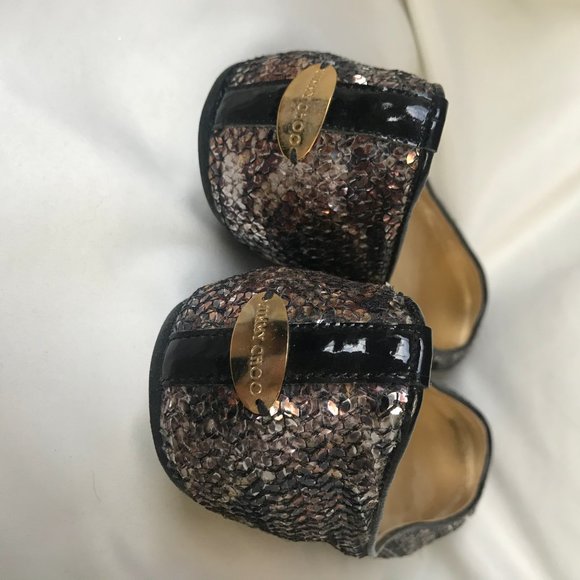 JIMMY CHOO bronze silver gold sequin ballet flats - Picture 5 of 7